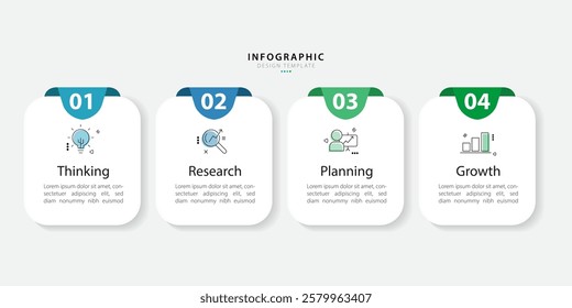 Timeline infographic template. 4 Step timeline journey, calendar Flat simple infographics design template. presentation graph. Business concept with 4 options, vector illustration.