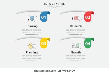 Timeline infographic template. 4 Step timeline journey, calendar Flat simple infographics design template. presentation graph. Business concept with 4 options, vector illustration.