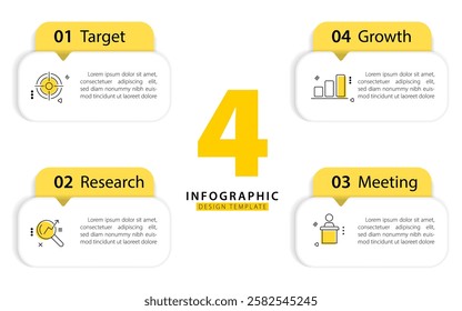 Timeline infographic template. 4 Step timeline journey, calendar Flat simple infographics design template. presentation graph. Business concept with 4 options, vector illustration.