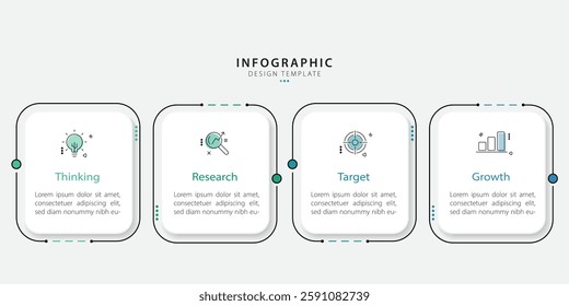 Timeline infographic template. 4 Step timeline journey, calendar Flat simple infographics design template. presentation graph. Business concept with 4 options, vector illustration.