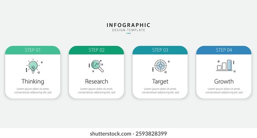 Timeline infographic template. 4 Step timeline journey, calendar Flat simple infographics design template. presentation graph. Business concept with 4 options, vector illustration.