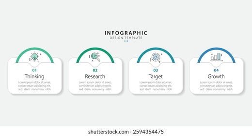 Timeline infographic template. 4 Step timeline journey, calendar Flat simple infographics design template. presentation graph. Business concept with 4 options, vector illustration.