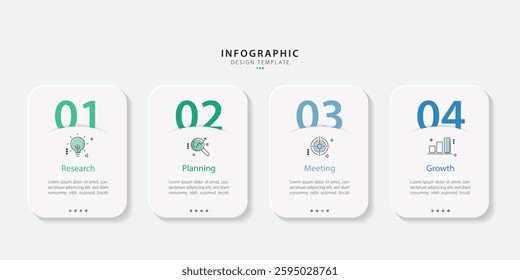 Timeline infographic template. 4 Step timeline journey, calendar Flat simple infographics design template. presentation graph. Business concept with 4 options, vector illustration.