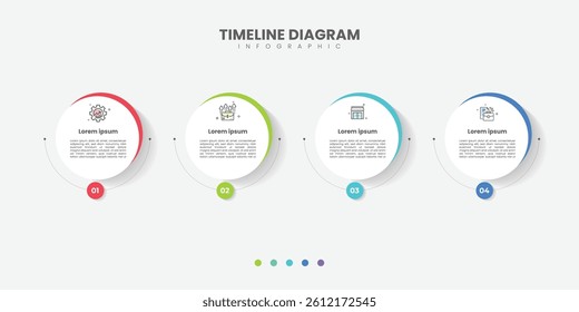 Timeline infographic template. 4 Step timeline journey, calendar Flat simple infographics design template. Business concept with 4 options
