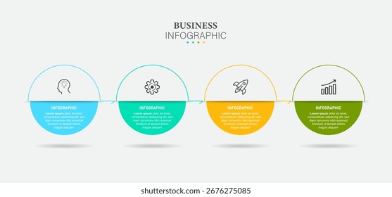 Timeline infographic template. 4 Step timeline journey, calendar Flat simple infographics design template. presentation graph. Business concept with 4 options, vector illustration.