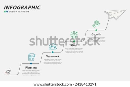 Timeline infographic template. 4 Step timeline journey, calendar Flat simple infographics design template. presentation graph. Business concept with 4 options, vector illustration.