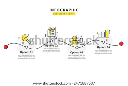 Timeline infographic template. 4 Step timeline journey, calendar Flat simple infographics design template. presentation graph. Business concept with 4 options, vector illustration.