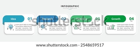 Timeline infographic template. 4 Step timeline journey, calendar Flat simple infographics design template. presentation graph. Business concept with 4 options, vector illustration.