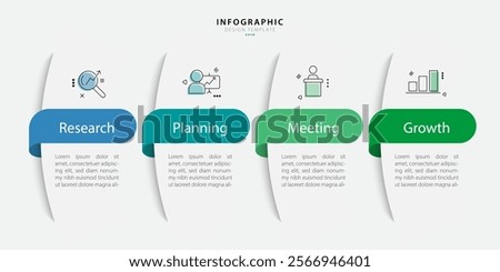 Timeline infographic template. 4 Step timeline journey, calendar Flat simple infographics design template. presentation graph. Business concept with 4 options, vector illustration.