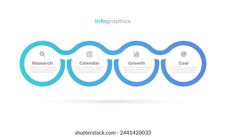 Timeline infographic template with 4 steps. Vector illustration design with marketing icons.