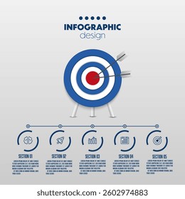 Timeline infographic template with 5 elements workflow process charts