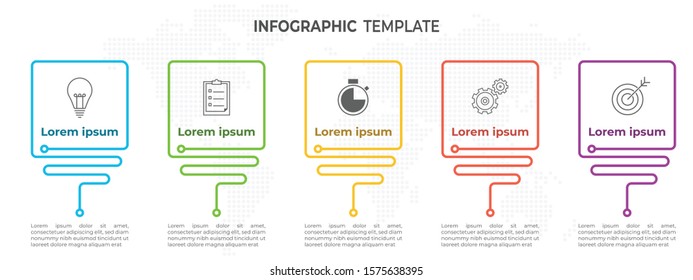 Timeline infographic template 5 options, Thinline design.