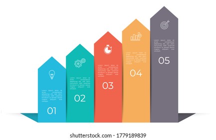 Timeline infographic template 5 options, Flat design.