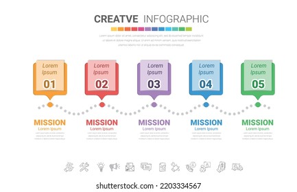 Timeline infographic template with 5 options, vector infographics design and Presentation business can be used for workflow layout, steps or processes.