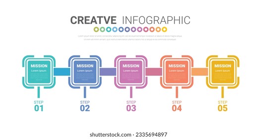 Timeline infographic template with 5 options, vector infographics design and Presentation business can be used for workflow layout, steps or processes. EPS Vector.