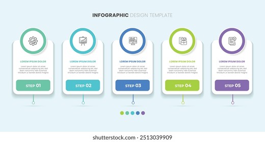 Timeline infographic template. 5 Step timeline journey, calendar Flat simple infographics design template