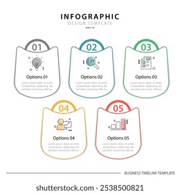 Timeline infographic template. 5 Step timeline journey, calendar Flat simple infographics design template. presentation graph. Business concept with 5 options, vector illustration.