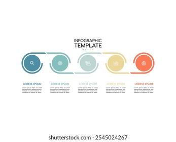 Plantilla de infografía de línea de tiempo. Plantilla de infografías de la línea de tiempo de 5 pasos. Concepto de negocio con 5 opciones, Ilustración vectorial.