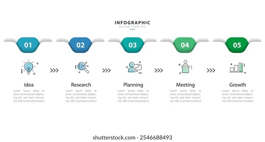 Timeline infographic template. 5 Step timeline journey, calendar Flat simple infographics design template. presentation graph. Business concept with 5 options, vector illustration.