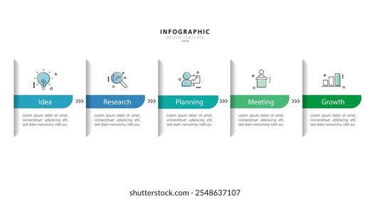 Modelo de infográfico de linha do tempo. 5 Passo jornada de linha do tempo, calendário Modelo simples de design de infográficos. gráfico de apresentação. Conceito de negócios com 5 opções, ilustração vetorial.