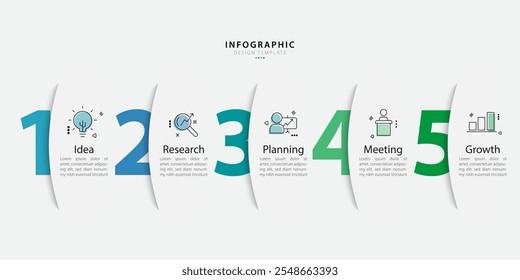 Timeline infographic template. 5 Step timeline journey, calendar Flat simple infographics design template. presentation graph. Business concept with 5 options, vector illustration.