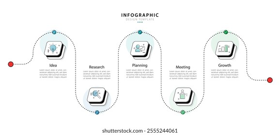 Timeline infographic template. 5 Step timeline journey, calendar Flat simple infographics design template. presentation graph. Business concept with 5 options, vector illustration.