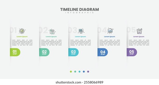 Timeline infographic template. 5 Step timeline journey, calendar Flat simple infographics design template. presentation graph. Business concept with 5 options