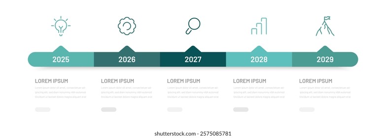 Timeline  infographic template. 5 Step timeline journey, template for presentation. Management, evolution, success concept