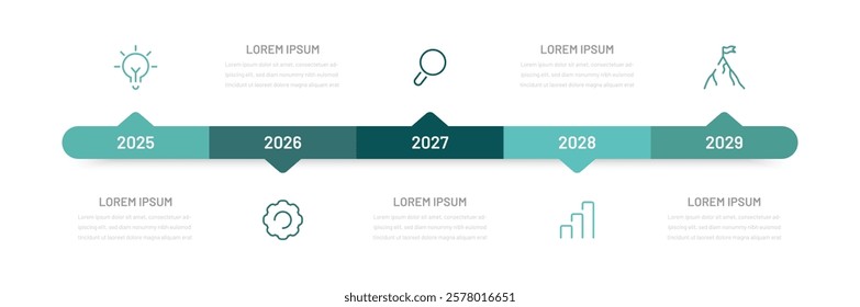 Timeline  infographic template. 5 Step timeline journey, template for presentation. Management, evolution, success concept