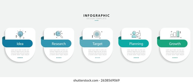 Timeline infographic template. 5 Step timeline journey, calendar Flat simple infographics design template. presentation graph. Business concept with 5 options, vector illustration.