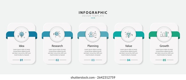 Timeline infographic template. 5 Step timeline journey, calendar Flat simple infographics design template. presentation graph. Business concept with 5 options, vector illustration.