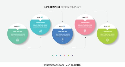 Timeline infographic template. 5 Step timeline journey, calendar Flat simple infographics design template. presentation graph.