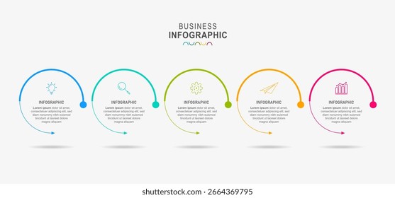 Timeline infographic template. 5 Step timeline journey, calendar Flat simple infographics design template. presentation graph. Business concept with 5 options, vector illustration.