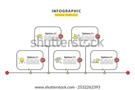 Timeline infographic template. 5 Step timeline journey, calendar Flat simple infographics design template. presentation graph. Business concept with 5 options, vector illustration.
