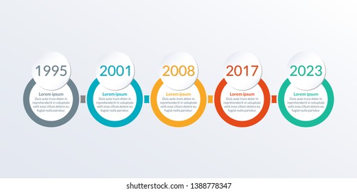 Timeline infographic template with 5 steps, options or levels. Info graphic for business process, progress, presentation, workflow layout, banner, web design. Vector illustration.