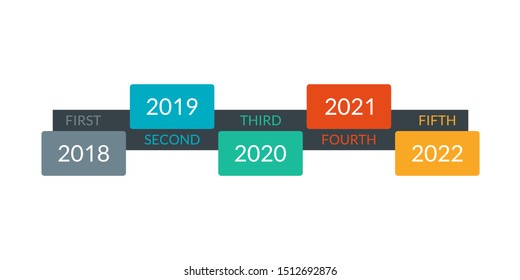 Timeline infographic template with 5 steps, levels or optios. Business design elements for information brochure, presentation, banner, workflow layout. Vector illustration.