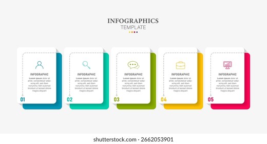 Infografik-Vorlage für Zeitleiste mit 5 Schritten. Moderne Business Concept Infografiken mit Optionen für Broschüre, Diagramm, Workflow.