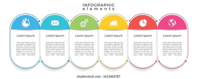 Timeline infographic template 6 options.