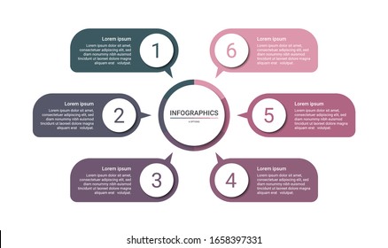 Infografik-Vorlage für die Zeitachse mit 6 Optionen auf weißem Hintergrund, Vektorillustration
