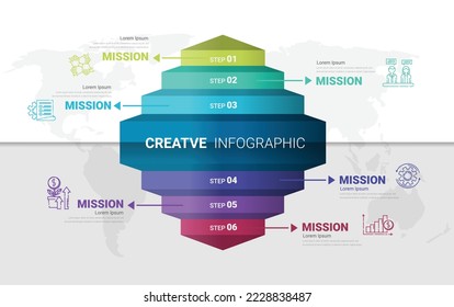 Timeline infographic template with 6 options, vector infographics design and Presentation business can be used for workflow layout, steps or processes.