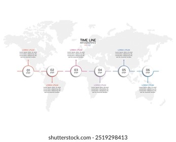 Modelo de infográfico de linha do tempo. 6 Step linha do tempo infographics template. gráfico de apresentação. Conceito de negócios com 6 opções, ilustração vetorial.