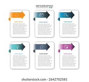 Timeline infographic template. 6 Step timeline journey, infographics design template. presentation graph. Business concept with 6 options, vector illustration.