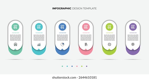 Timeline infographic template. 6 Step timeline journey, calendar Flat simple infographics design template. presentation graph.
