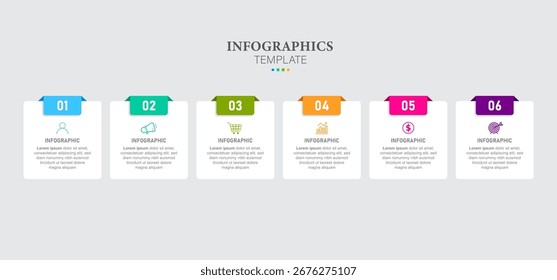 Timeline infographic template. 6 Step timeline journey, calendar Flat simple infographics design template. presentation graph. Business concept with 4 options, vector illustration.