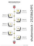 Timeline infographic template. 7 Step timeline journey, calendar Flat simple infographics design template. presentation graph. Business concept with 7 options, vector illustration.