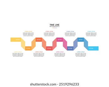 Timeline infographic template. 7 Step timeline infographics template. presentation graph. Business concept with 7 options, vector illustration.