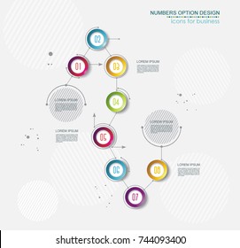 Timeline infographic template 8 step option design for  marketing, presentation, workflow layout, diagram, annual report, web design.