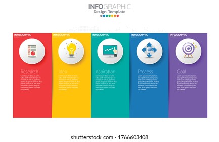Plantilla infográfica de línea de tiempo con flechas y 5 opciones de diseño plano 