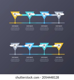 Timeline infographic template with arrows, infographic steps