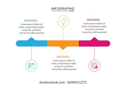 timeline infographic template, bright timeline infographic, circural infographic, business strategy timeline, templates, whit 3 steps.